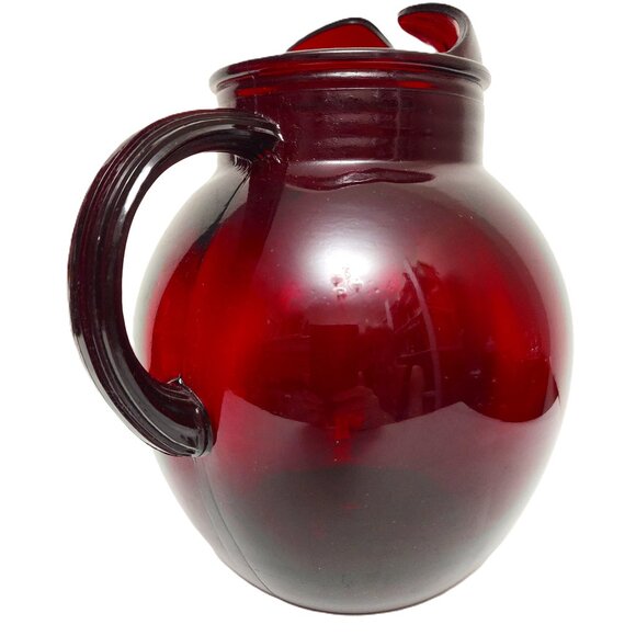 Vintage Art Deco Roly Poly Royal Ruby 96oz Pitcher by Anchor Hocking - Picture 2 of 6